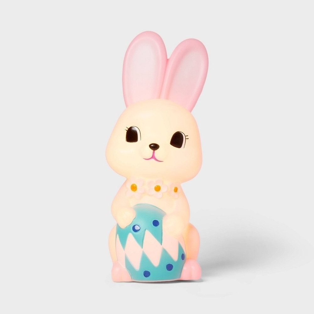 Lit Decorative 11x8.1 H Blow Mold Pink Bunny By Spritz